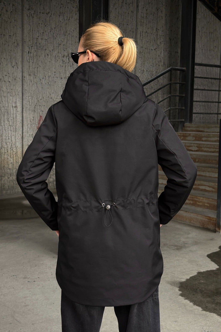 Black Double Pocket Hooded Coat BCVL-254203 - Saint-Priest