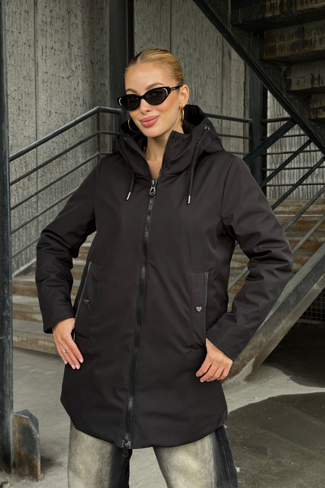 Black Double Pocket Hooded Coat BCVL-254203 - Saint-Priest