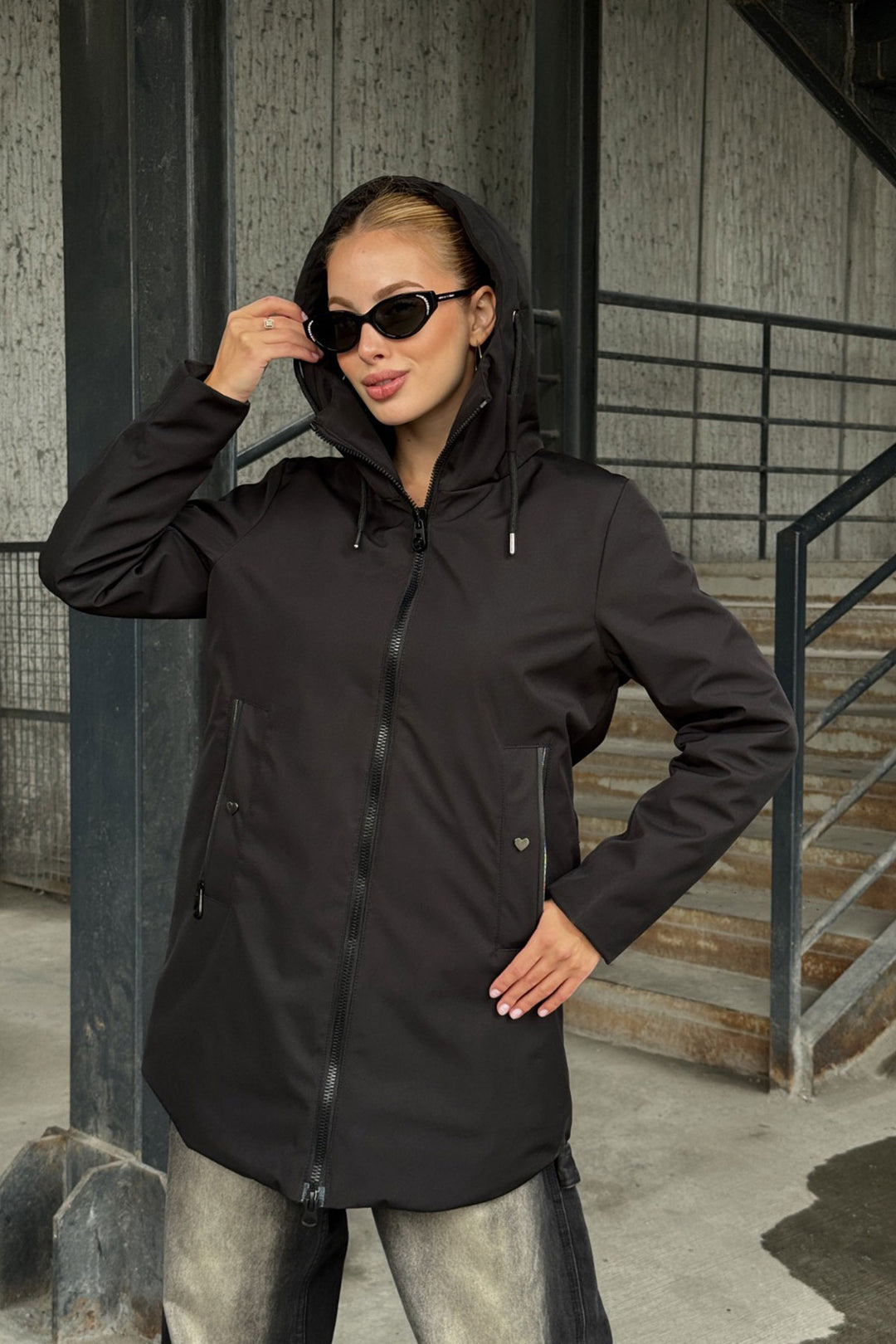 Black Double Pocket Hooded Coat BCVL-254203 - Saint-Priest