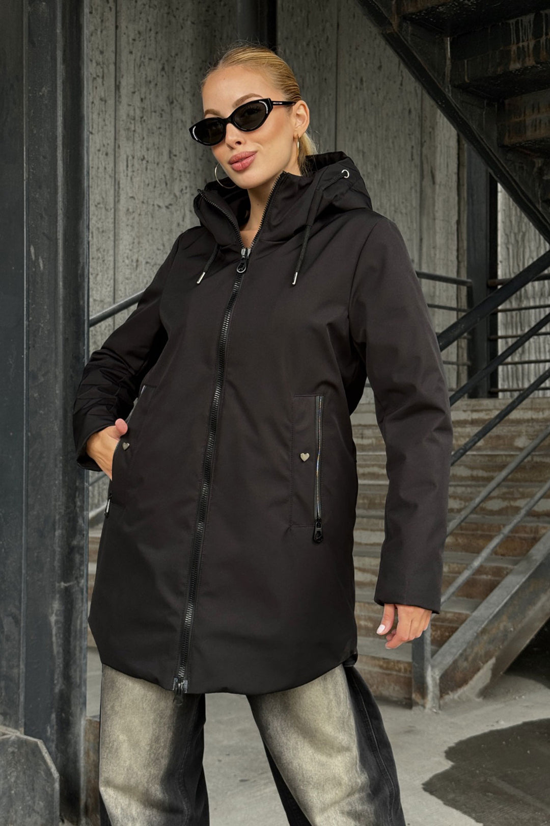 Black Double Pocket Hooded Coat BCVL-254203 - Saint-Priest