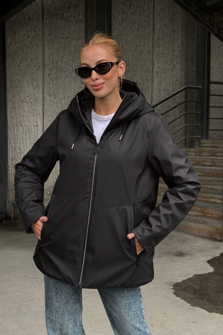 Black Double Pocket Hooded Coat BCVL-254204 - Capannori