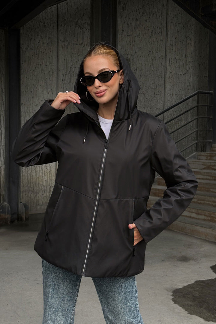 Black Double Pocket Hooded Coat BCVL-254204 - Capannori