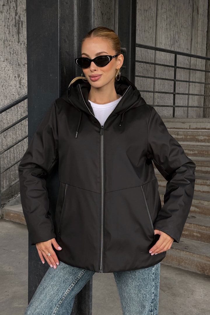 Black Double Pocket Hooded Coat BCVL-254204 - Capannori