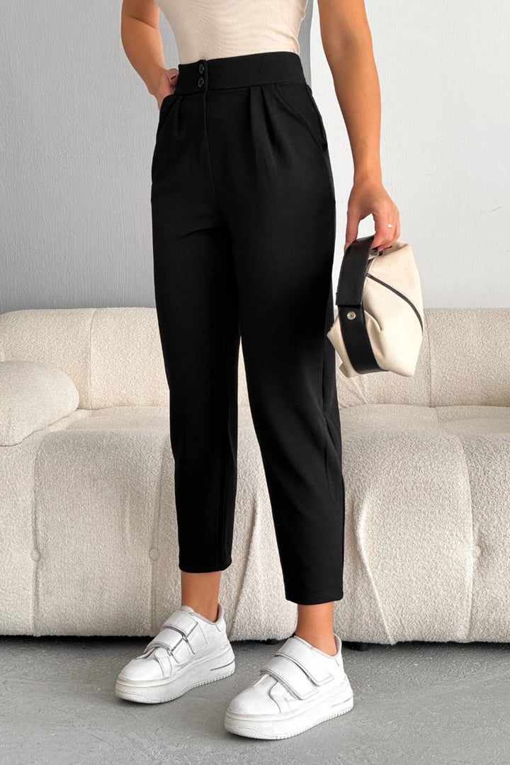 Black Double Pocket Lycra Crepe Carrot Pants BC241069 - Philadelphia