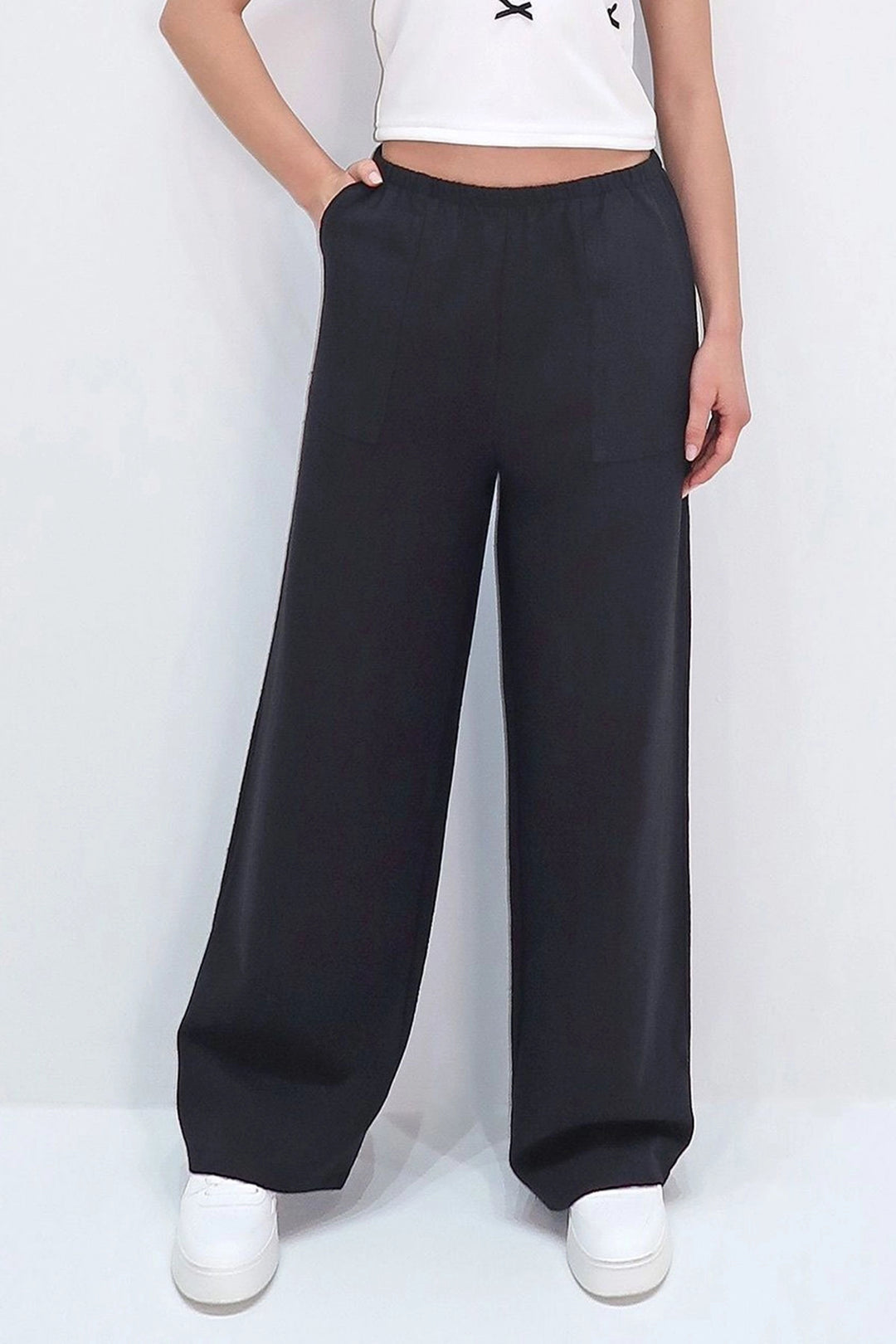 Black Double Pocket Summer Linen Woven Trousers BCIR-251001 - Suharekë