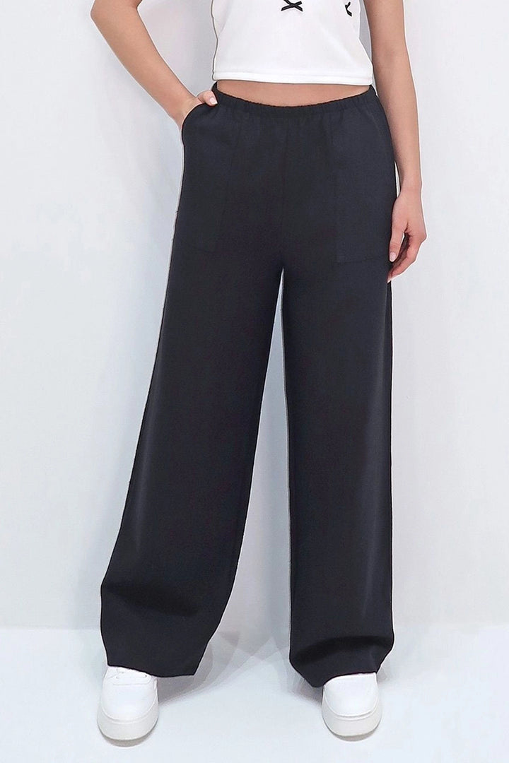 Black Double Pocket Summer Linen Woven Trousers BCIR-251001 - Suharekë