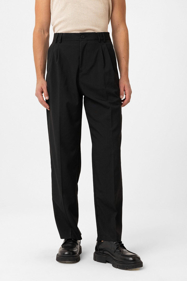 ANT Antioch Siyah Çift Pileli Baggy Fit Erkek Pantolon - Simi Valley