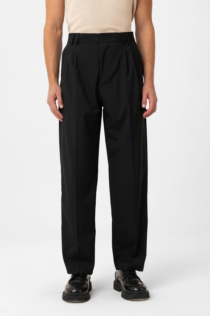 ANT Antioch Siyah Çift Pileli Baggy Fit Erkek Pantolon - Simi Valley