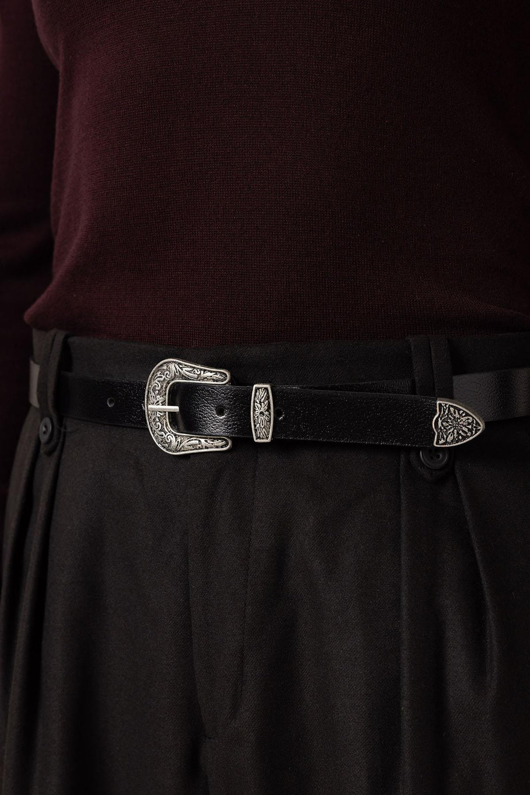 ANT Antioch Siyah Çift Pileli Yüksek Bel Erkek Pantolon - San Severo