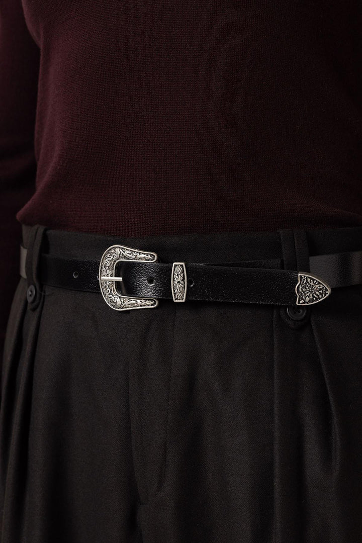 ANT Antioch Siyah Çift Pileli Yüksek Bel Erkek Pantolon - San Severo