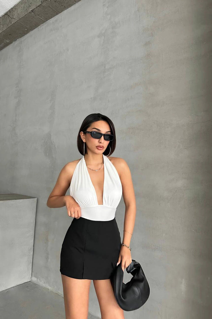 Black Double Slit Shorts Skirt BCHN-25250364 - Jesús María