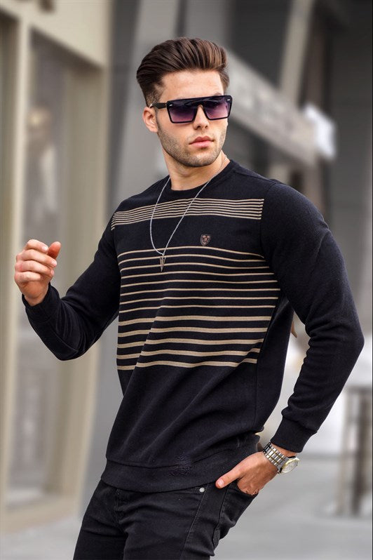 MDX Black Striped Bike Collar Sweater 5961 - Agía Paraskeví