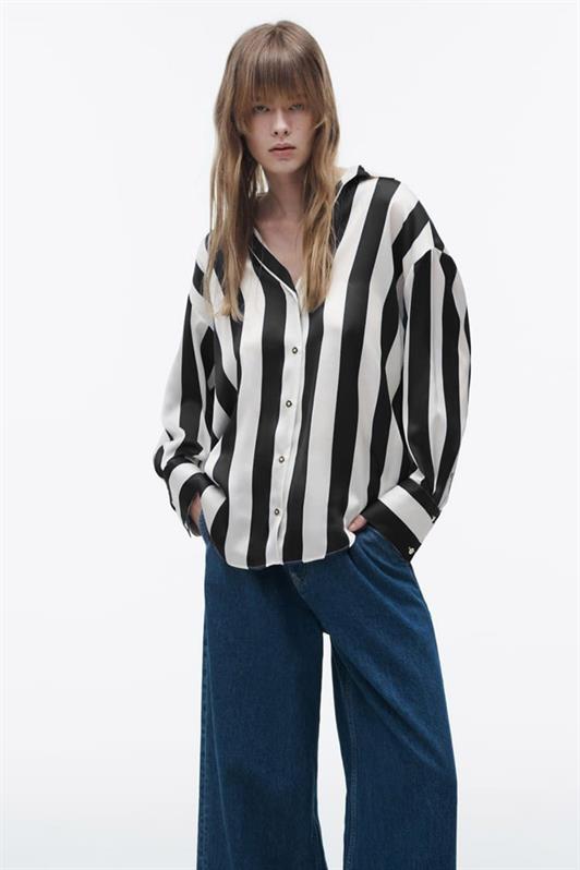 MDX Black Striped Oversized Women's Shirt MG1850 - San Angelo