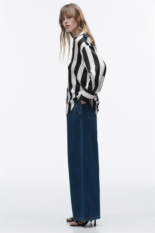 MDX Black Striped Oversized Women's Shirt MG1850 - San Angelo