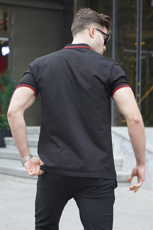 MDX Black Striped Polo Neck T-shirt 5869 - Burton upon Trent