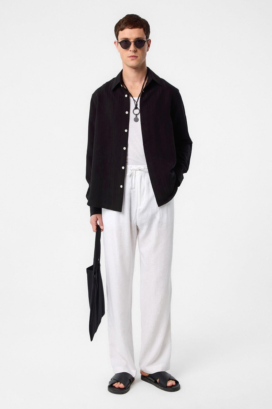 ANT Antioch Siyah Çizgili ve Dokulu Erkek Gömlek - Southport