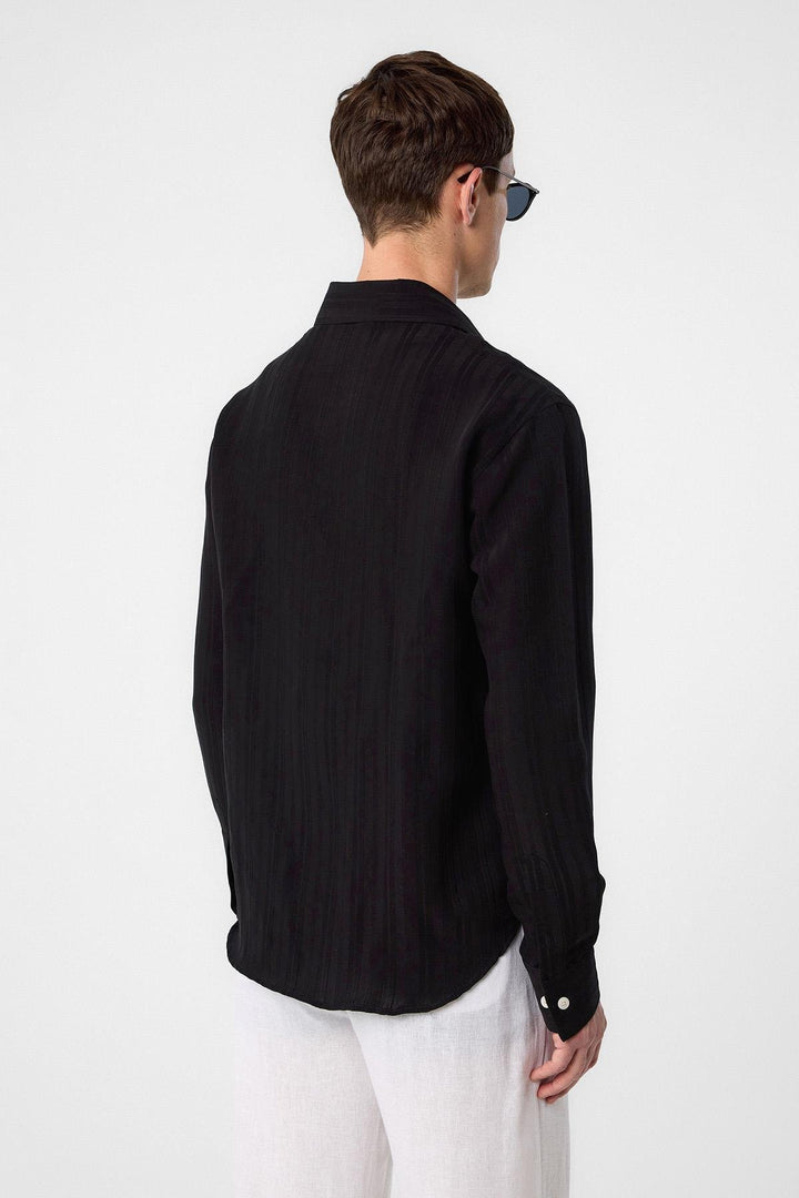 ANT Antioch Siyah Çizgili ve Dokulu Erkek Gömlek - Southport