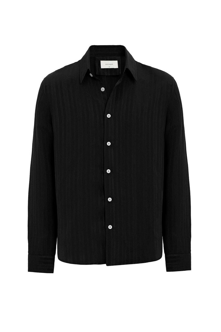 ANT Antioch Black Striped and Textured Men's Shirt - Grasse