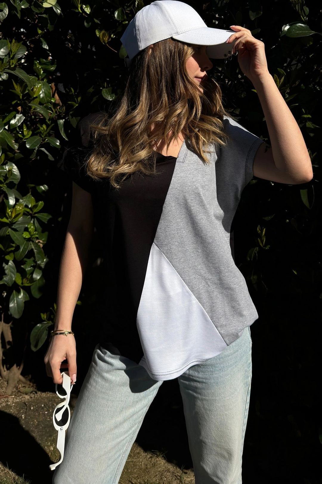 Black Color Block Oversized T-Shirt BCBSK-25700-3207 - Syracuse