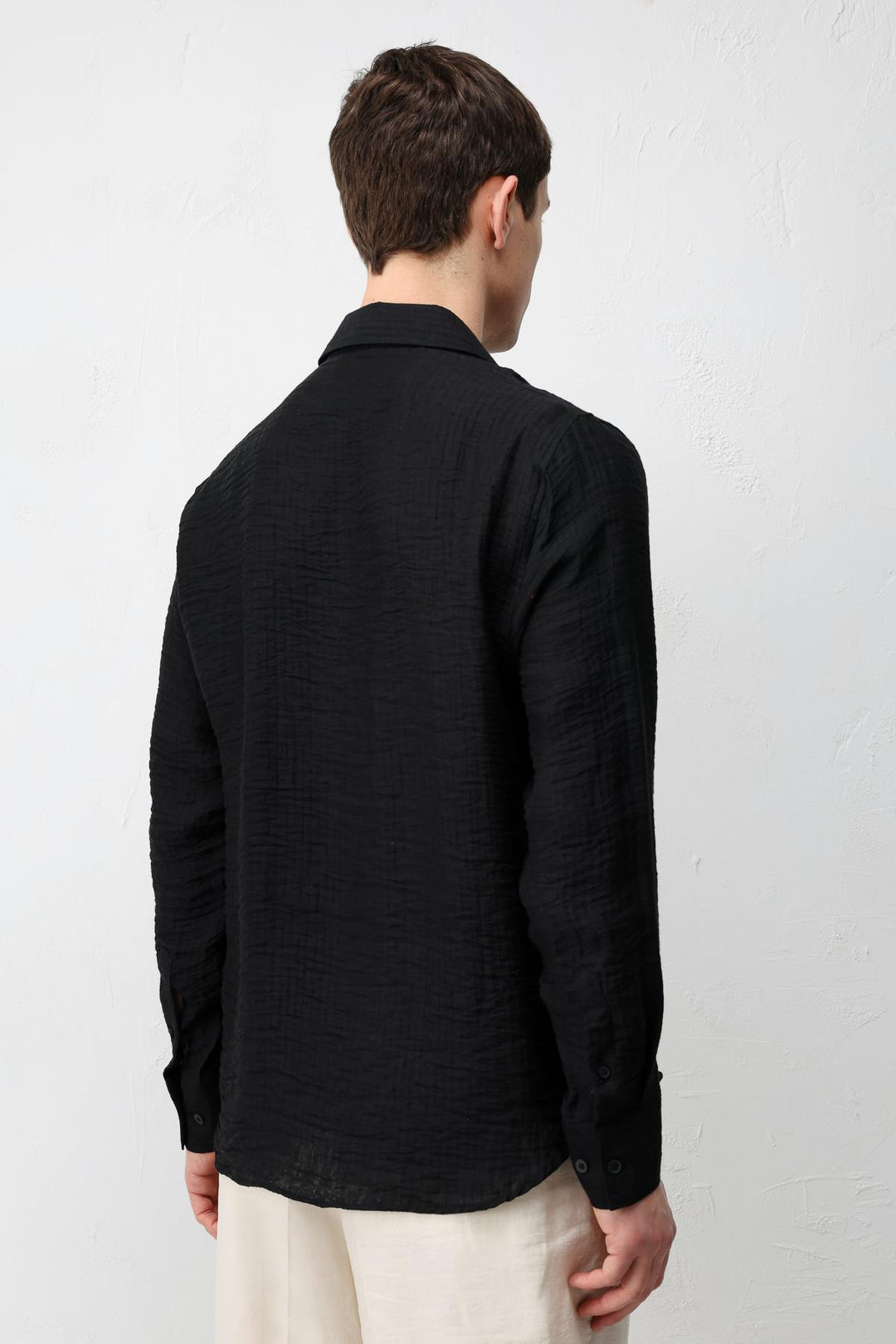 ANT Antioch Siyah Crinkled Relax Fit Erkek Gömlek - Montréal