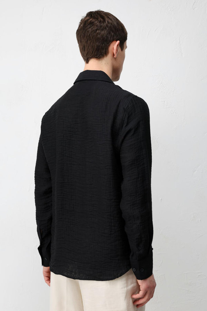 ANT Antioch Siyah Crinkled Relax Fit Erkek Gömlek - Montréal