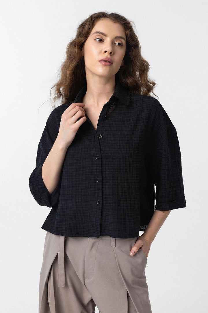 ANT Antioch Black Crop Textured Women's Shirt - Tottenham