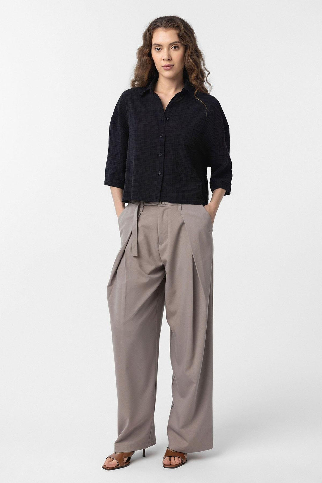 ANT Antioch Black Crop Textured Women's Shirt - Tottenham