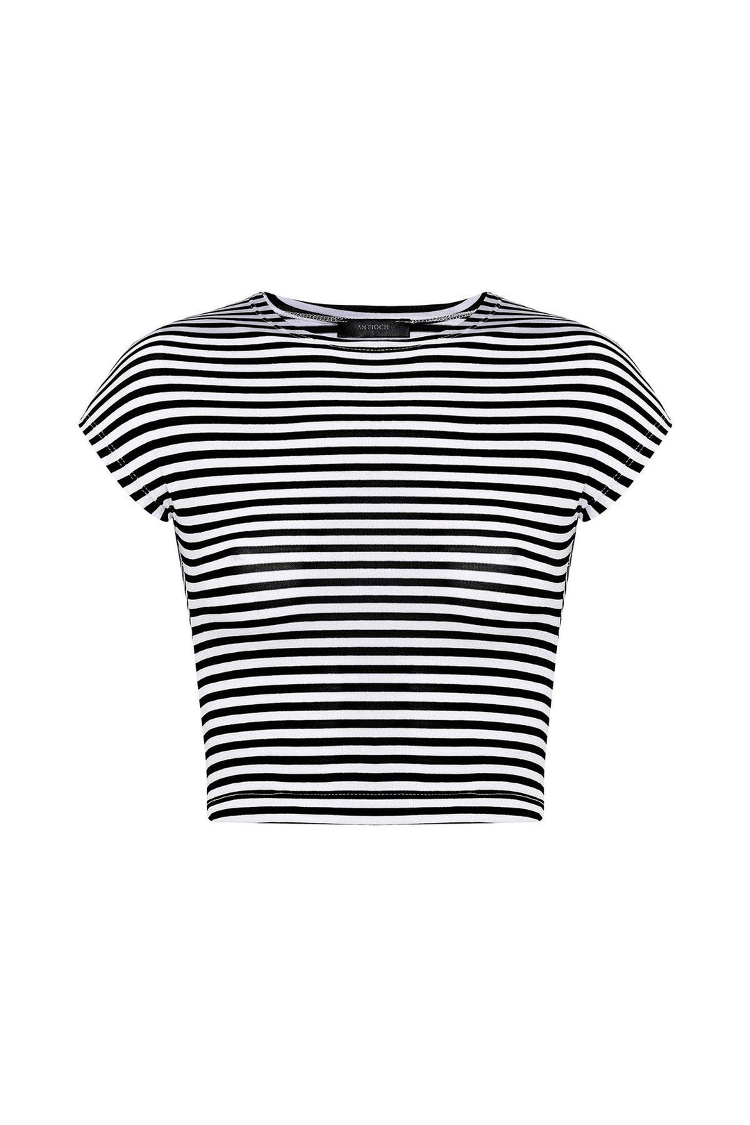 ANT Antioch Siyah Crop Fit Çizgili Kadın T-Shirt - Sievierodonetsk