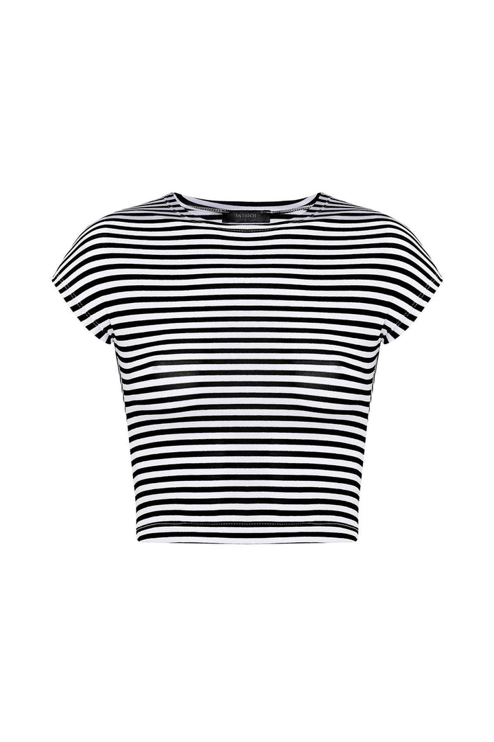 ANT Antioch Siyah Crop Fit Çizgili Kadın T-Shirt - Sievierodonetsk