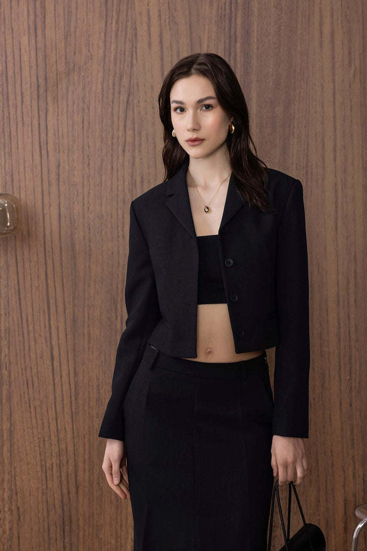 ANT Antioch Black Crop Women's Blazer Jacket - Maplewood