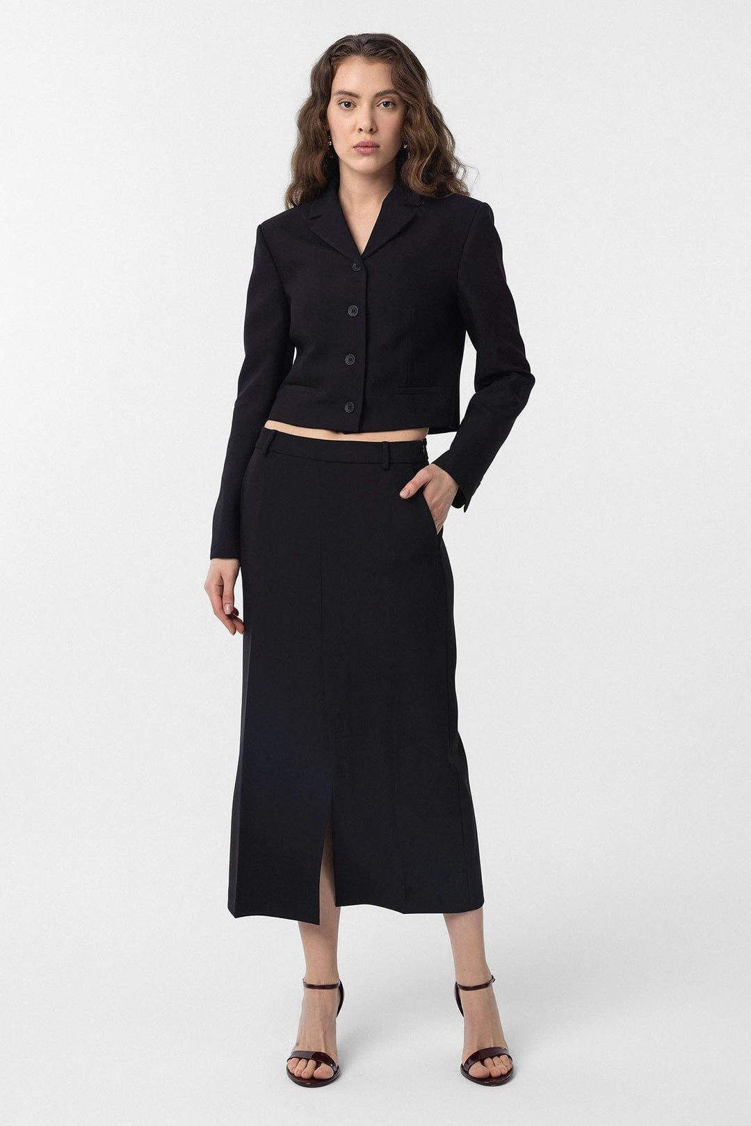 ANT Antioch Siyah Crop Kadın Blazer Ceket - Delmenhorst