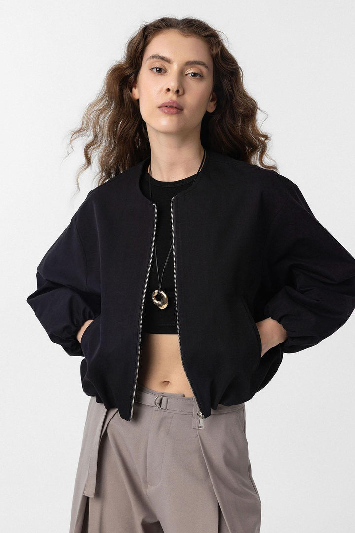 ANT Antioch Black Crop Women's Bomber Jacket - Irapuato