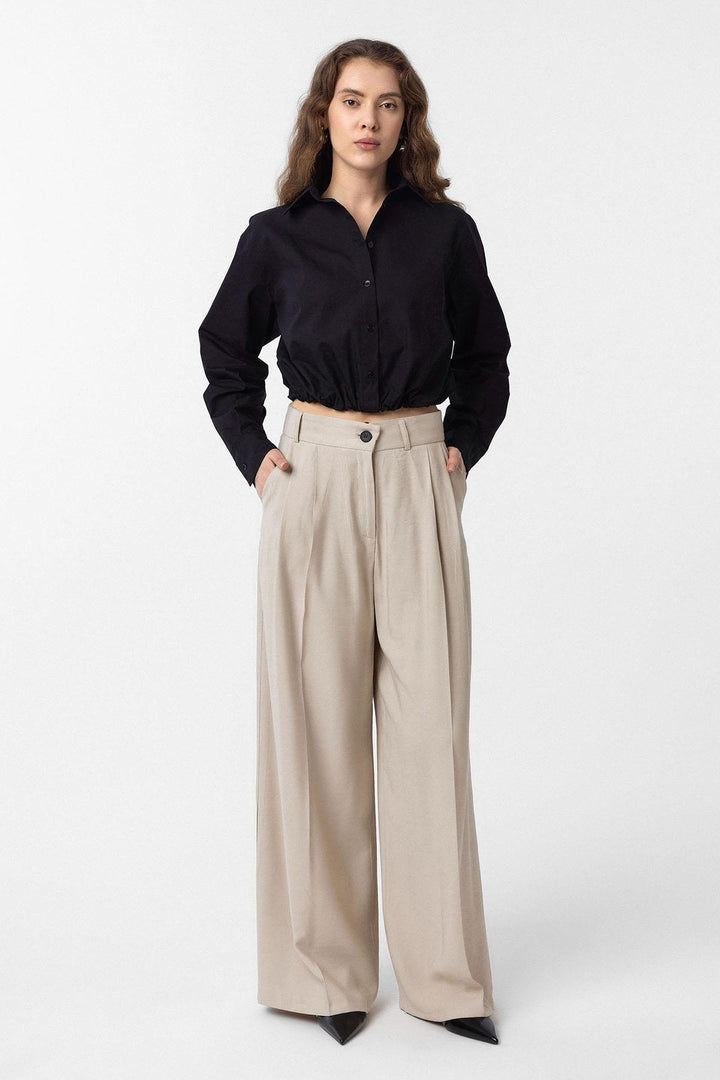 ANT Antioch Black Crop Poplin Women's Shirt - Marbella