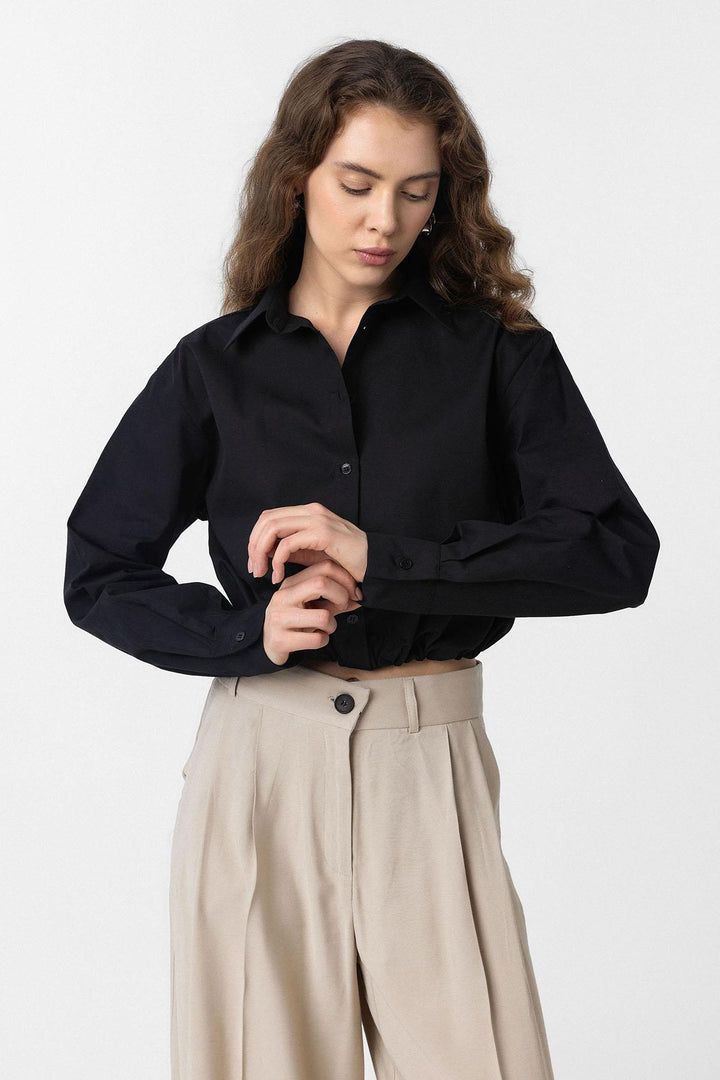 ANT Antioch Black Crop Poplin Women's Shirt - Marbella