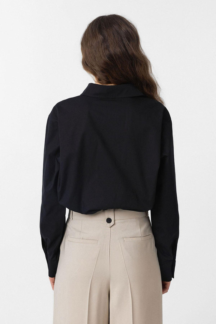 ANT Antioch Black Crop Poplin Women's Shirt - Marbella