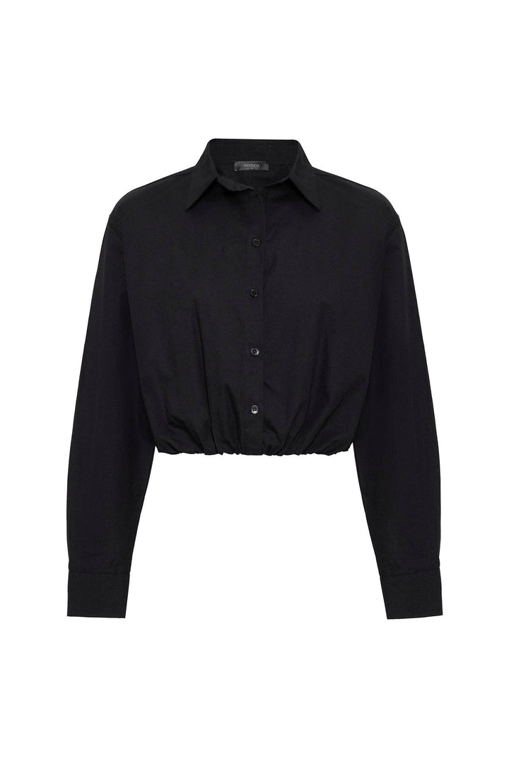 ANT Antioch Black Crop Poplin Women's Shirt - Marbella