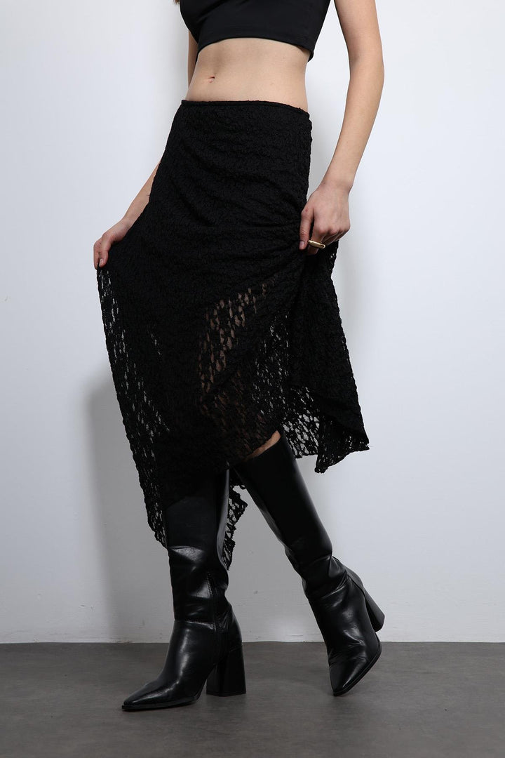 ANT Antioch Black Lace Midi Skirt - Santurce-Antiguo