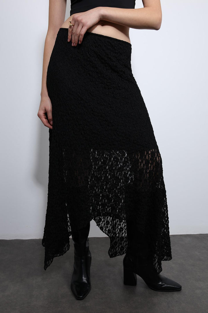 ANT Antioch Black Lace Midi Skirt - Santurce-Antiguo