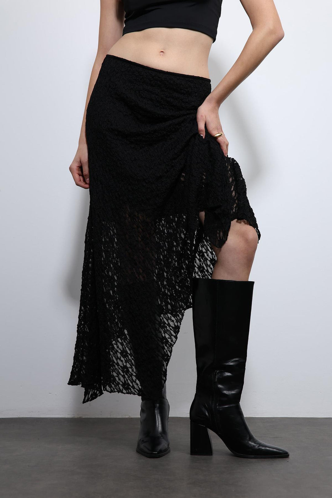 ANT Antioch Black Lace Midi Skirt - Santurce-Antiguo