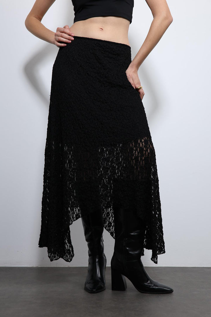 ANT Antioch Black Lace Midi Skirt - Santurce-Antiguo
