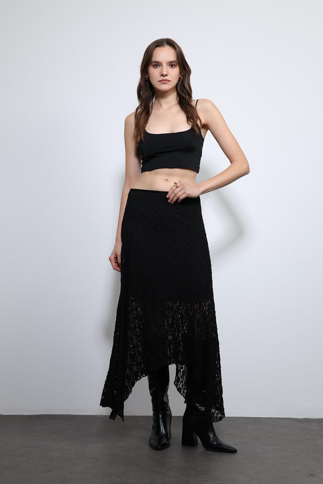 ANT Antioch Black Lace Midi Skirt - Santurce-Antiguo