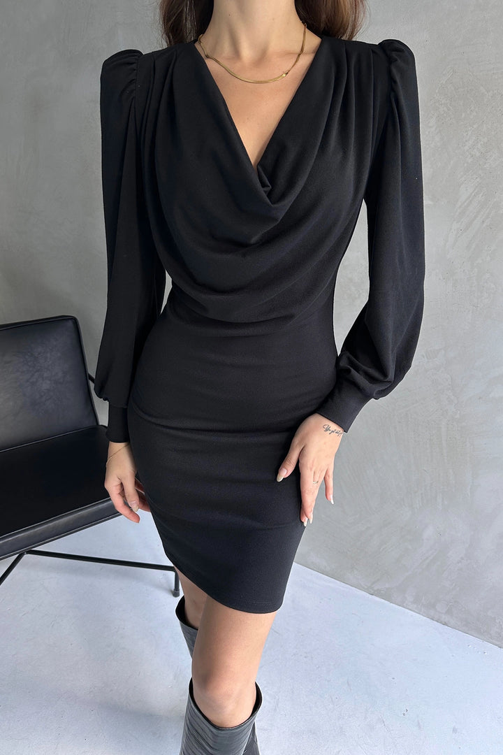 Black Off-Shoulder Mini Dress BCDF-242135 - Nichelino
