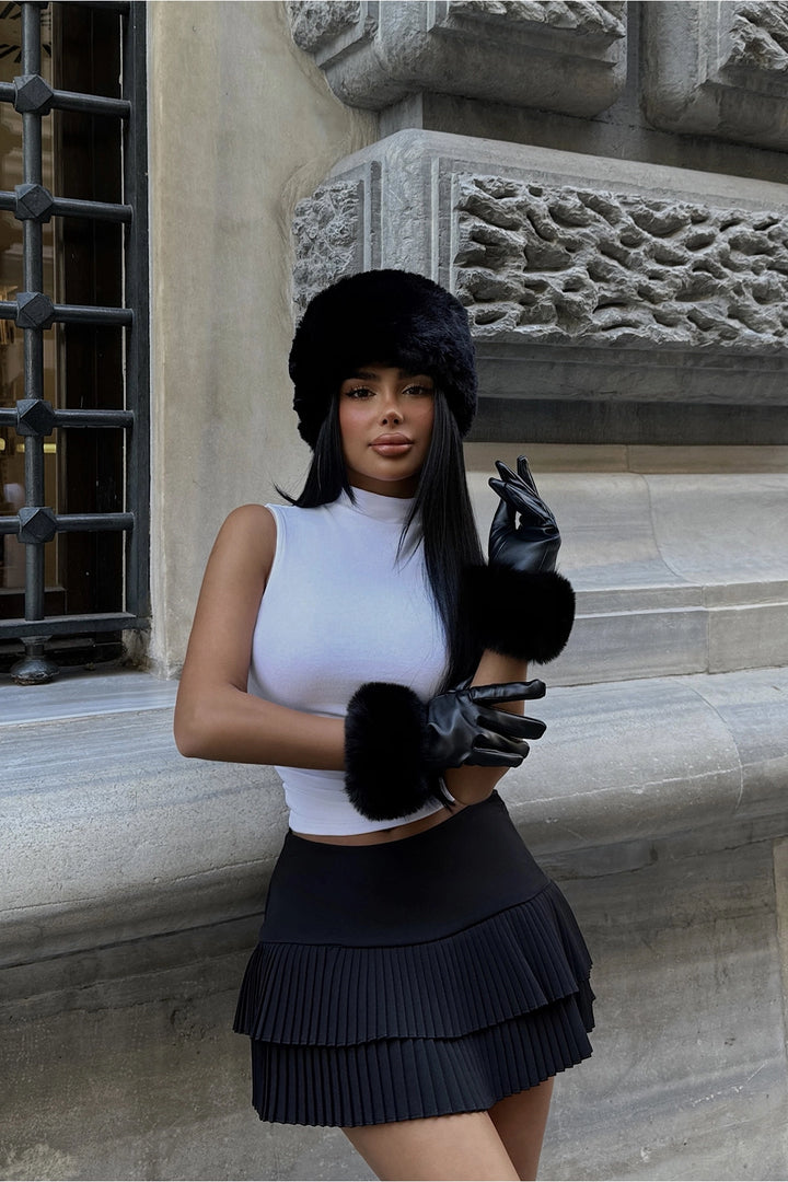 EYY Women Black Leather Glove - Paignton