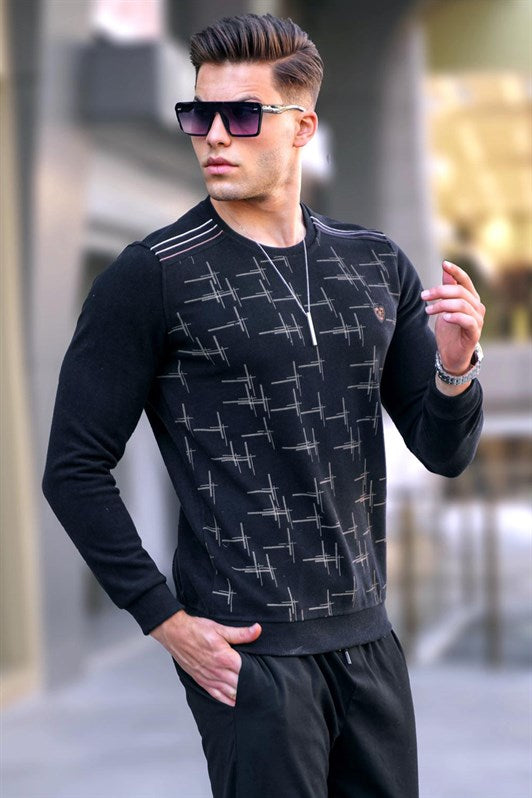 MDX Black Patterned Turtleneck Sweater 5968 - Kettering