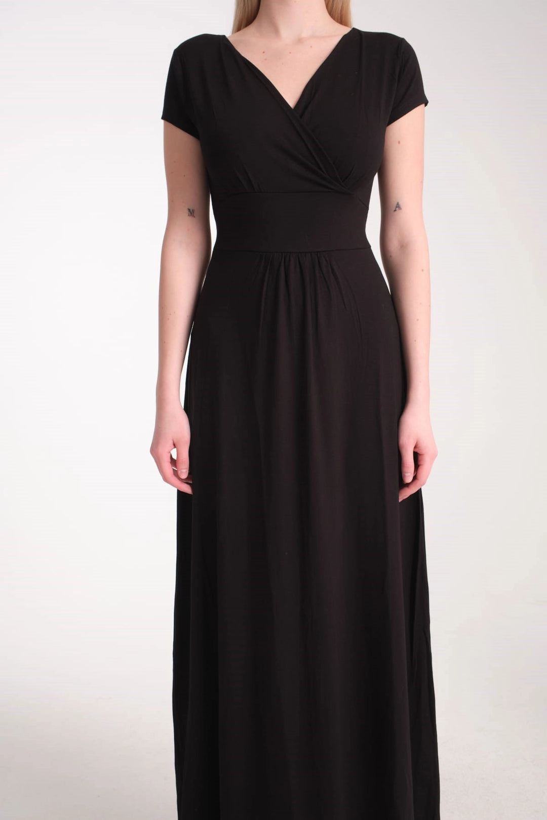 Black Patterned Wrap Knit Viscose Dress BCVS-25106 - West Allis