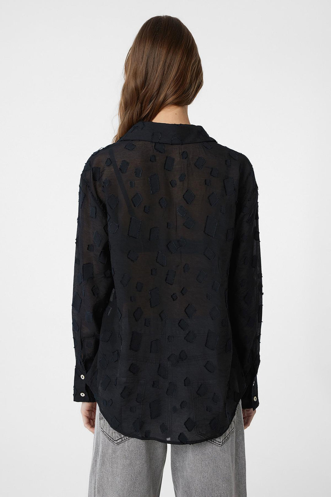 ANT Antioch Black Patterned Sheer Shirt - Falls
