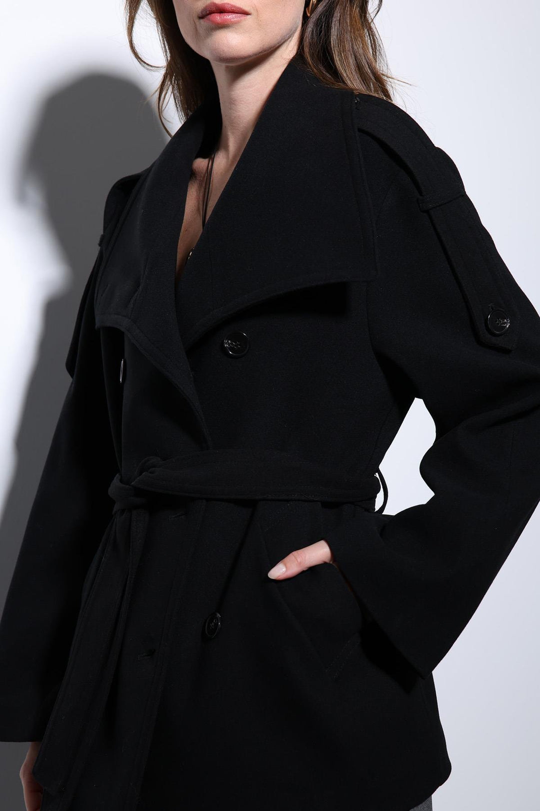ANT Antioch Black Shawl Collar Wrap Women's Coat - Arnold