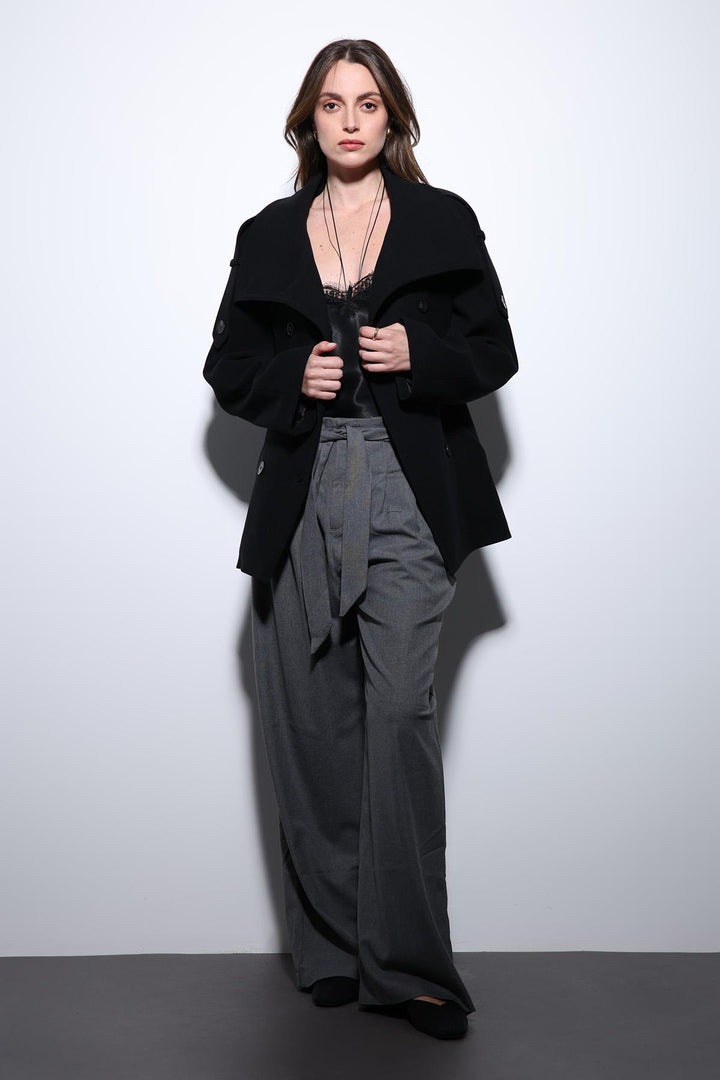 ANT Antioch Black Shawl Collar Wrap Women's Coat - Arnold