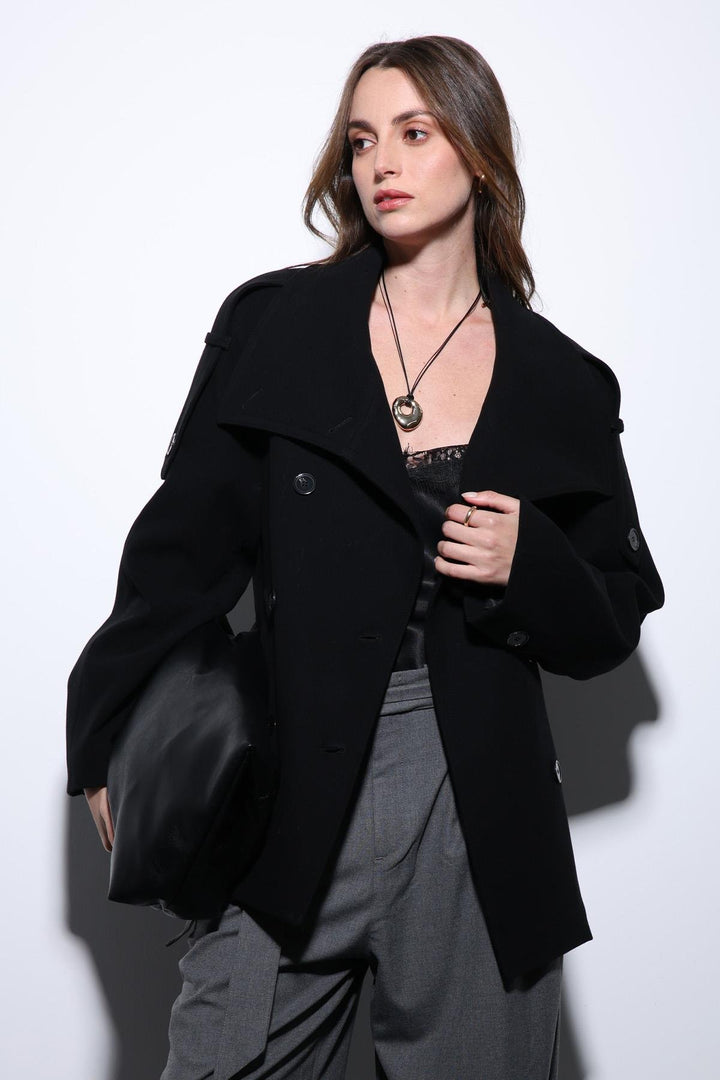 ANT Antioch Black Shawl Collar Wrap Women's Coat - Arnold