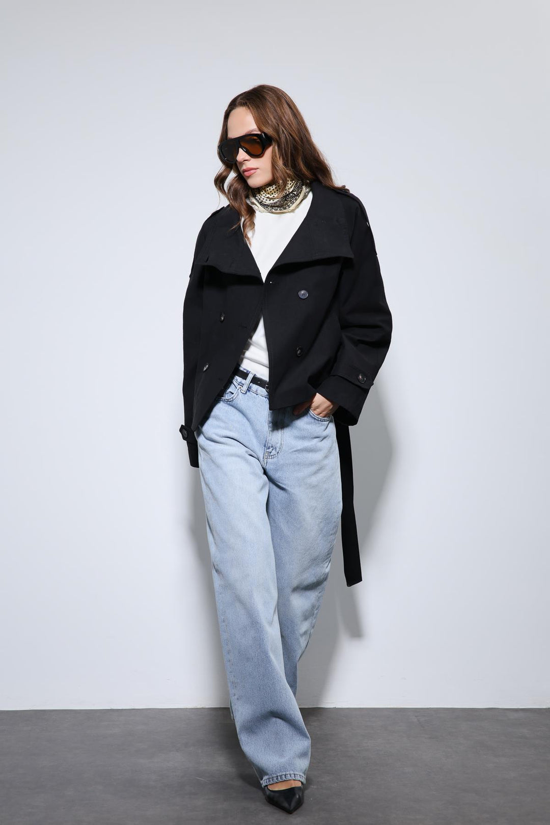 ANT Antioch Siyah Dik Yaka Kruvaze Trençkot - Corigliano Calabro